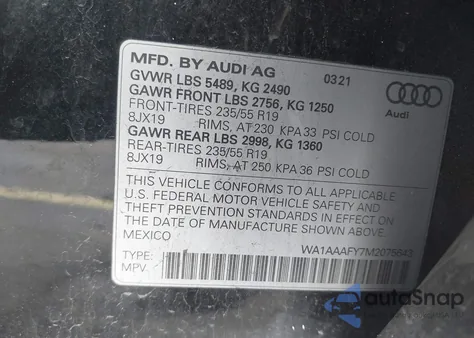2021 Audi Q5 Premium 45 Tfsi Quattro S Tronic from USA, damaged, VIN WA1AAAFY7M2075643